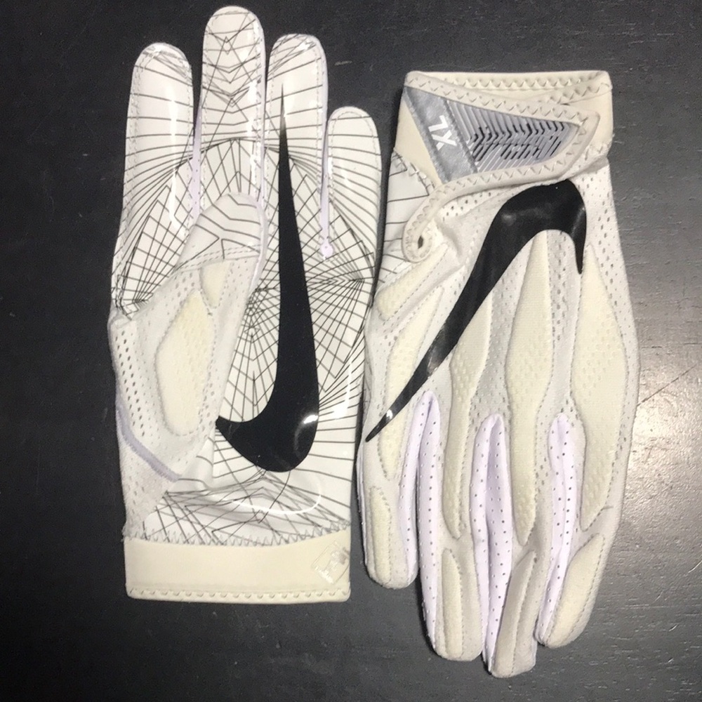 Nike White and Black Men's Football Gloves Size XL